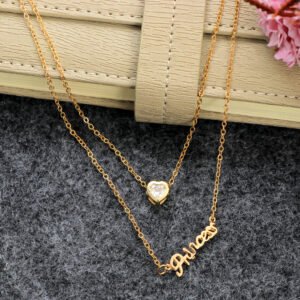 Gold-Plated Princess Name Letter Pendant Chain Necklace