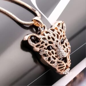 Gold-Plated Tiger Head Pendant Chain Necklace for Men/Women