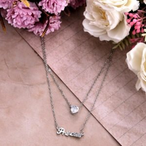 Silver-Plated Princess Name Letter Pendant Chain Necklace