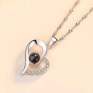 Silver-Plated ‘I Love You in 100 Languages’ Heart Necklace for Women and Girls