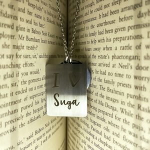 Silver-Plated Sugar Engraved Love Pendant Chain Necklace For Men/Women