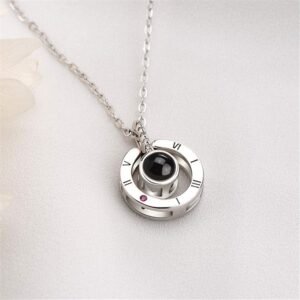 Silver-Plated’I Love You in 100 Languages’ Circle Necklace