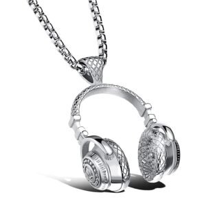 Silver-Plated Music Accessories Headphone Pendant Necklace
