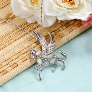 Sterling Silver Unicorn Fairy Horse Pendant Necklace