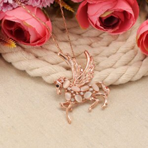 Sterling Gold-Plated Unicorn Fairy Horse Pendant Necklace