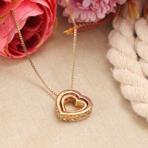 Double Gold-Plated Crystal Heart Pendant Necklace