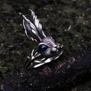 Oxidized Silver Bunny Rabbit Adjustable Ring