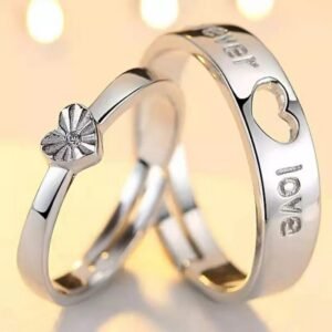 Forever Love Silver-Plated Adjustable Couple Rings