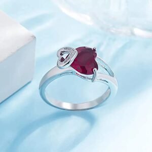 Elegant Silver-Plated Red Heart Crystal Ring