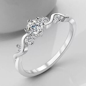Elegant Silver-Plated Crystal Work Ring