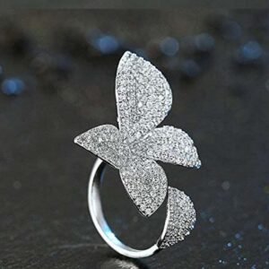 Silver-Plated Flower Open Free Size Ring