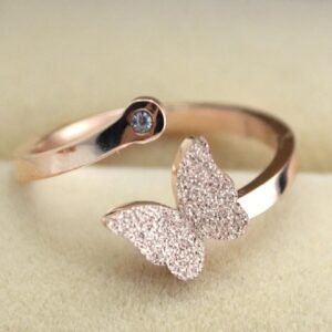 Crystal Butterfly Adjustable Ring