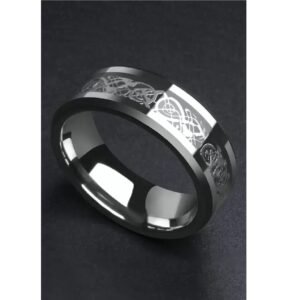 Men’s Oxidised Silver Dragon Red Crystal Ring
