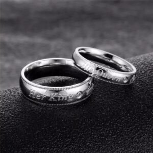 King & Queen Silver-Plated Couple Ring Set
