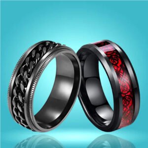 Dragon Spinner Black & Red Combo Ring