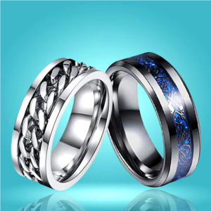 Dragon Spinner Black & Blue Combo Ring