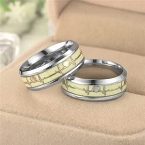 Silver-Plated Heartbeat Ring Combo with Glow Effect