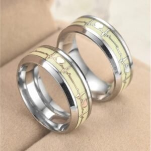 Silver-Plated Yellow Love Heartbeat Finger Combo Rings
