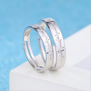 Silver-Toned Heartbeat Finger Combo Rings