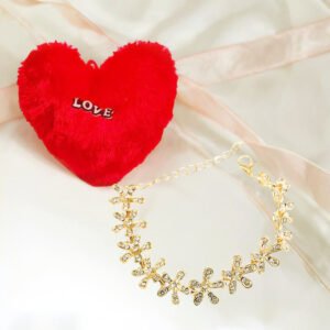 Valentine’s Day Combo Set Crystal Leaf Bracelet with Heart Pillow