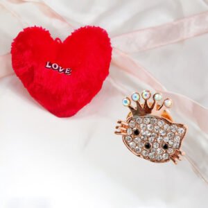 Valentine’s Day Combo Set Cat Brooch with Heart Pillow