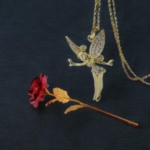 Valentine’s Day Angel Pendant Chain & Red Rose Combo Set