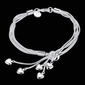Silver-Plated Multilayered Heart Bracelet