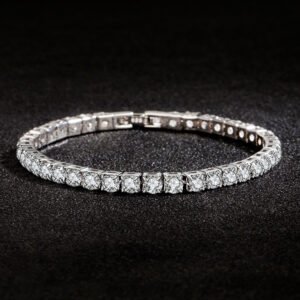 Silver-Plated White Crystal Stones Beaded Bracelet