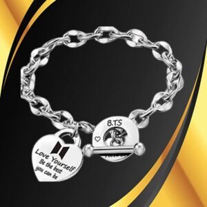 Silver-Plated Heart Lock Link Chain Bracelet for Unisex