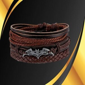Multilayered Batman Bracelet Brown Leather for Men