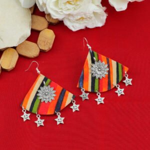 Boho Handcrafted Multicolor Fabric Dangler Earrings