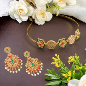 Ethnic Mathapatti Hairband and Earrings Set