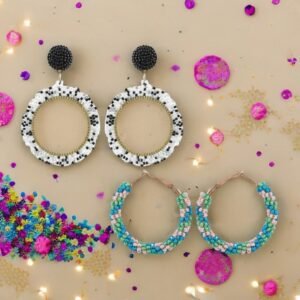 Handmade Multicolor Hoop & Dangler Earrings Combo Set
