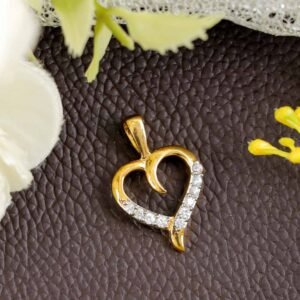 Gold Plated Ad Crystal Cubic Zirconia Heart Shape Without Chain Pendant for Women/Girls.