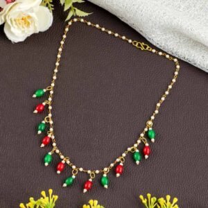Gold-Toned Multicolor Pearl Beads Necklace
