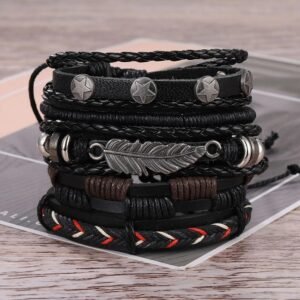 Feather Multi-Layer Leather Bracelet