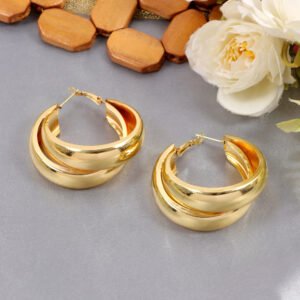 Anti-Tarnish Demi-Fine Jewelry Waterproof Gold Finish Hoop Earrings