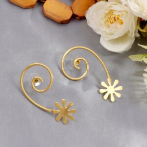 Gold Finish Demi-Fine Jewelry Anti-Tarnish Waterproof Spiral Earrings
