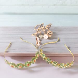 Kundan-Meenakari Floral Hairband Perfect Combo Set with Free Brooch Gift (Pack of-2)