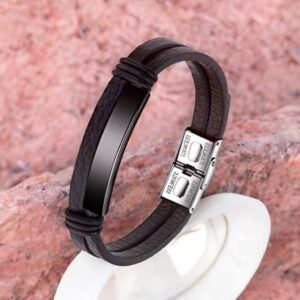 Bold Double Wrap Black Bracelet for Men