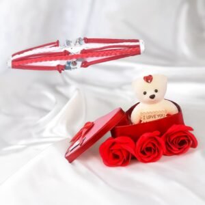 Valentine?s Day Gift Set Love Heart Bracelet & Red Teddy Bear