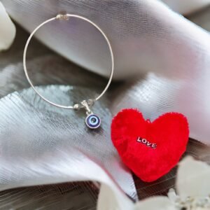 Evil Eye Charm Bracelet & Love Heart Pillow Gift Combo Set